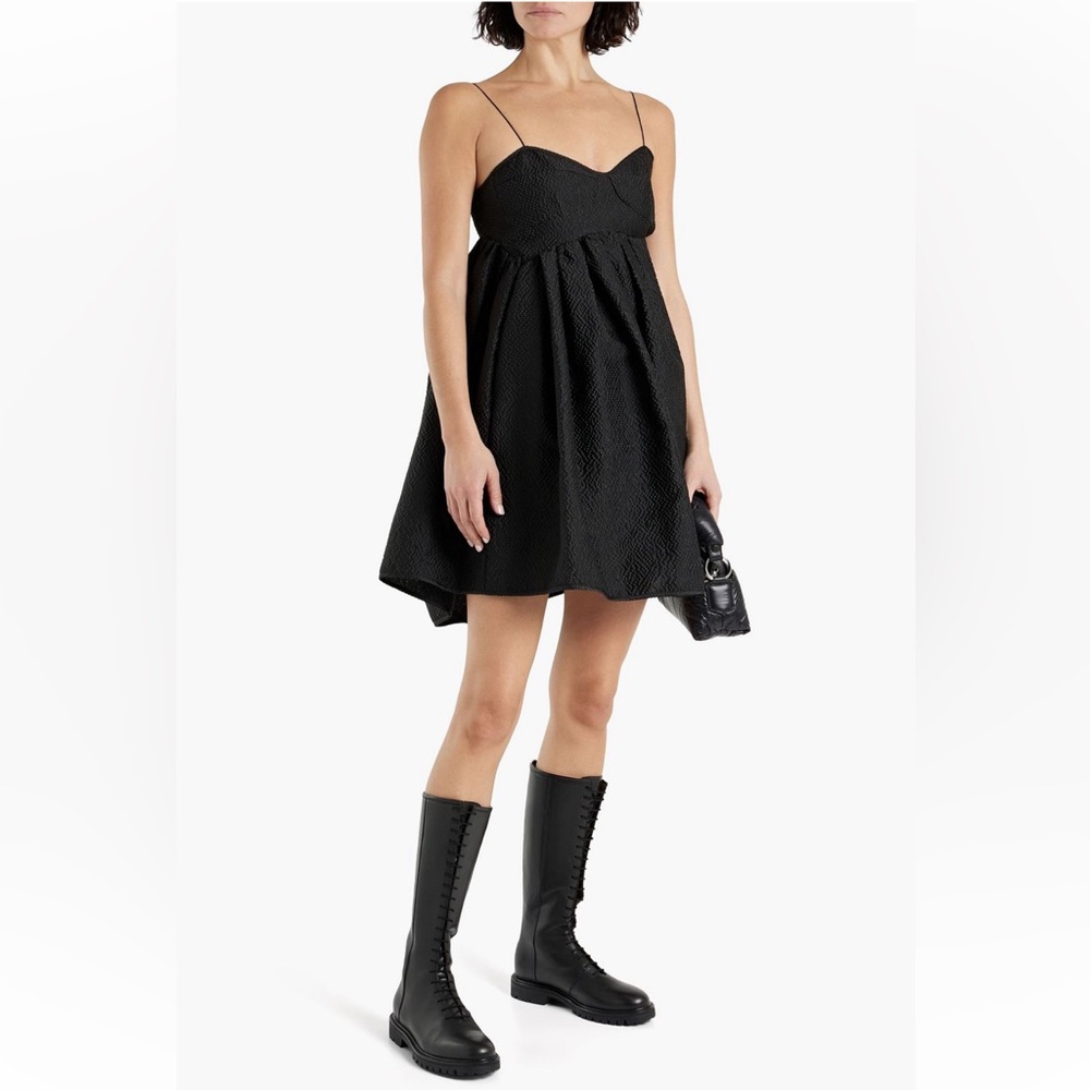 Cécilie Bahnsen black seersucker mini dress, UK8